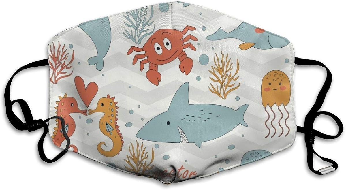 Marine Cute Turtle Dolphin Crab Shark Whale Octopus Half Face Mask Masks Cotton Windproof Anti Reusable Comfortable Breathable Balaclava For Women Men Personalized