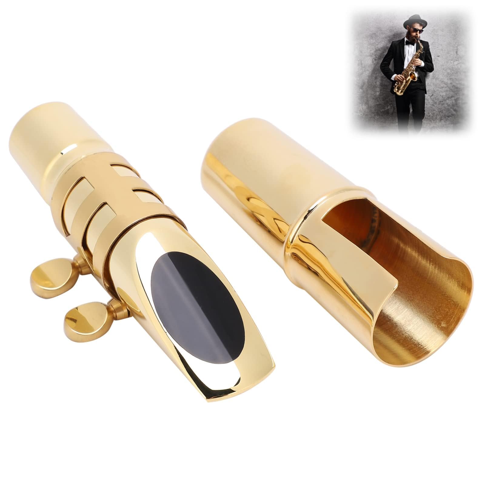 VBESTLIFE Eb Alto Saxophone 5C Mouthpiece, Eb Alto Sax 5C Mouthpiece with Cap Pads Musical Instruments Accessory