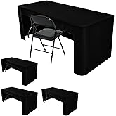 HolidayIdeas Open Back Fitted Black 8ft Table Cloths for Rectangle Table, Wrinkle Resistant Washable Table Cover 30x96 Inch for Craft Fairs, Banquet, Trade Show, 4 Pcs