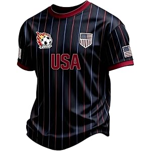 EKIYVO Soccer Jerseys for Men American Flag USA Team Fans Cup Shirts Mesh Quick Dry Performance Athletic Shirts