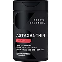 Sports Research Vegan Icelandic Astaxanthin 12mg with Organic Coconut Oil | Vegan Certified & Non-GMO Project Verified Dietar