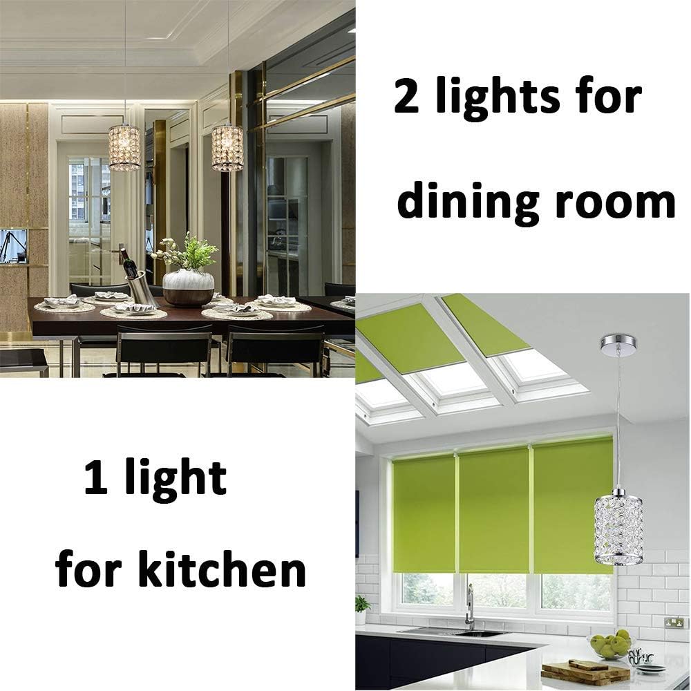 Cuaulans 3 Pack Modern Chrome Crystal Ceiling Pendant Lighting, Adjustable Pendant Light Fixture for Kitchen Dinning Room Bedroom: Home Improvement