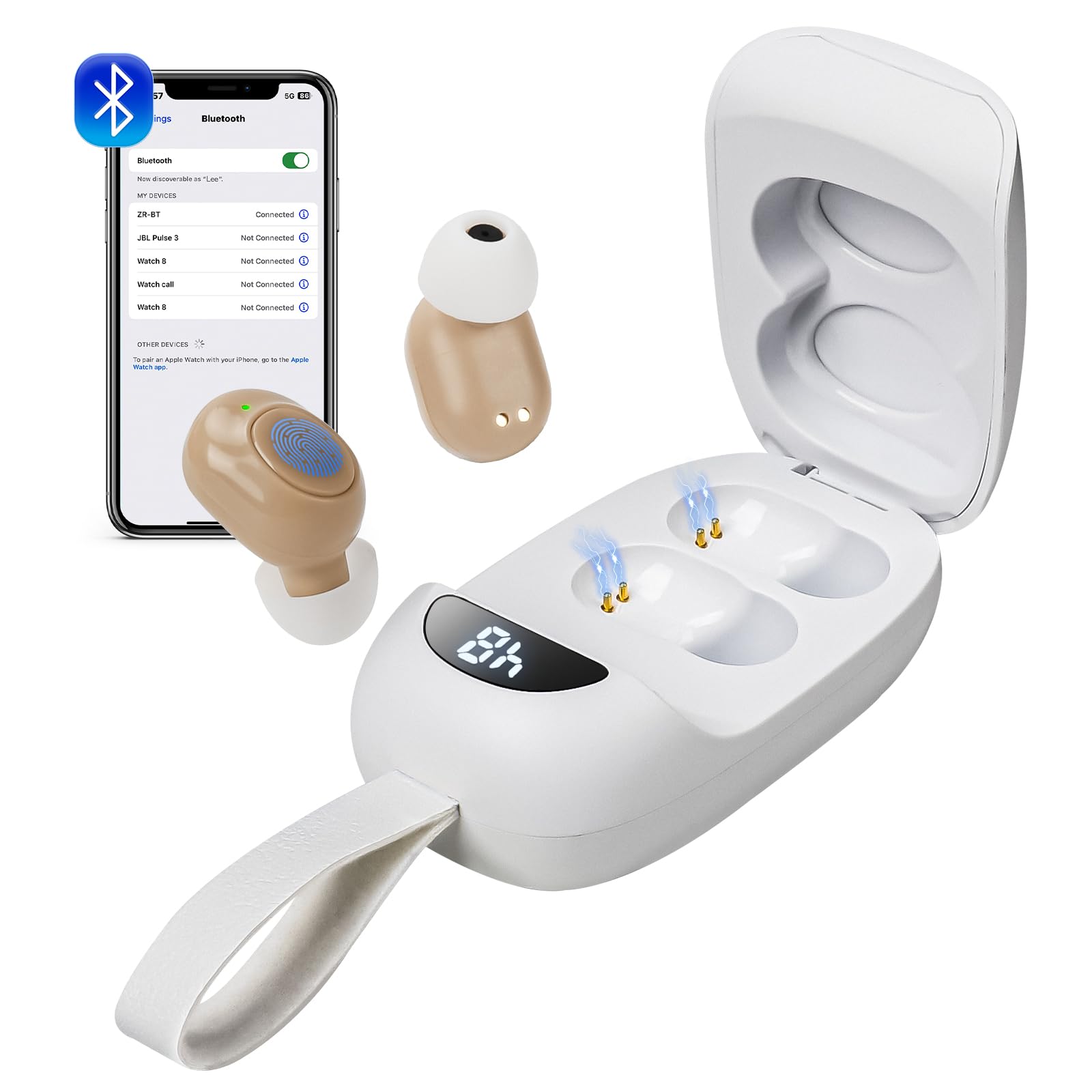 Photo 1 of Hearing Aids for Seniors With Bluetooth, Hearing Amplifier With Charging Case, Suitable for Mild to Moderate Hearing Loss, Dual Microphone