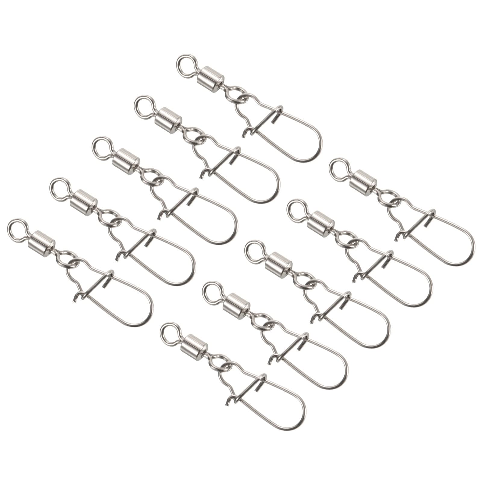 PATIKIL Fishing Rolling Swivel with Coastlock Snap, 20 Pack 50LBS Stainless Steel Silver Nickel Line Connector for Fishing