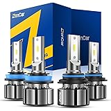 ZonCar 9005 H11 LED Headlight Bulbs High Low Beam Combo Kit, CSP LED Chips, 16000LM 6500K Super Bright White LED Headlights 4