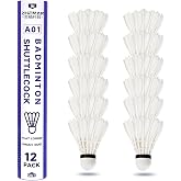ZHENAN Badminton Birdies,Badminton Shuttlecocks for Backyard &amp; Baseball Batting Practice,12 Pack Highly Stable &amp; Durable Nylon/Goose Feather Shuttle Balls Set for Indoor Outdoor Sports