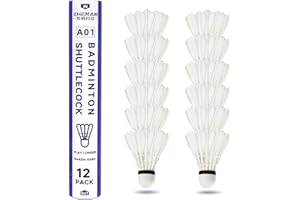 ZHENAN Goose Feather Badminton Shuttlecocks,12 Pack Feather Badminton Birdies-Hight Speed Training Birdie Ball for Indoor and Outdoor Matches,Highly Stable & Durable Shuttle Balls
