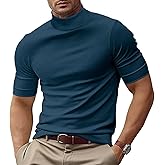 Men's Fashion Shirts Short Sleeve Mock Turtleneck T-Shirts Casual Undershirt Tops