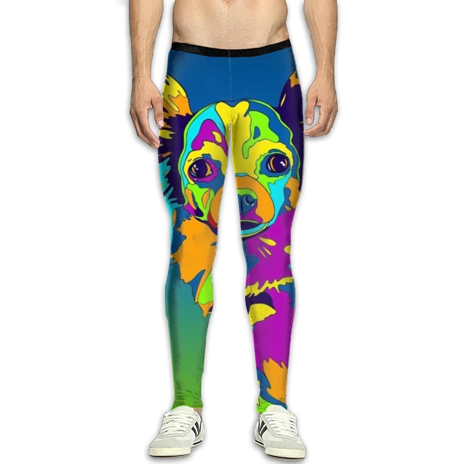 Jjp1co Men S Compression Pants Multi Color Long Haired Chihuahua
