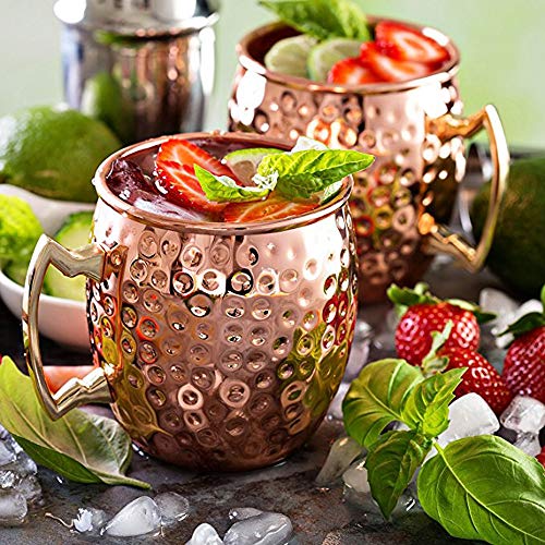 MOTZU 4 Pack 500ml Moscow Mule Becher Roségold,Bierkrüge Bierkrug Likör Cocktailglas Kalte Getränketasse,Kupferbecher… – Bild 8