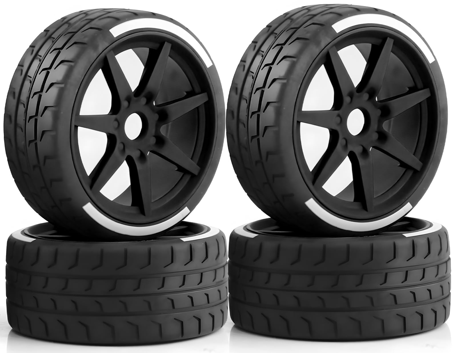 RcThjia 1/7 1/8 RC On Road Rally Tires and Nylon Wheels 17mm Hex RC Upgrade Part for ARRMA 1/7 Limitless Infraction FS Racing Mustang Model GT KM Rally 1/8 HongNor X3GT Serpent (4PCS/Set)