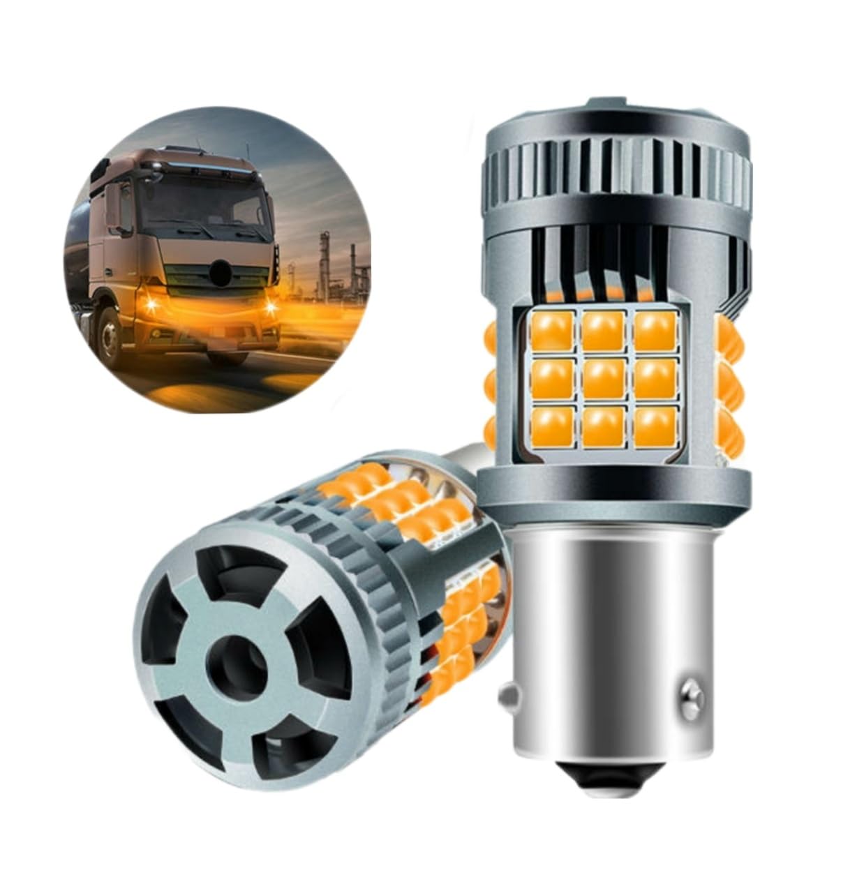 スーパーブライト S25 LED ウィンカー バルブ 12V 24V ウインカー球 バイク 車 トラック 150° BAU15S ピン角 アンバー ハイフラ防止 抵抗内蔵 シングル 平行ピン 2個 (S25 シングル 150° BAU15S)商品画像