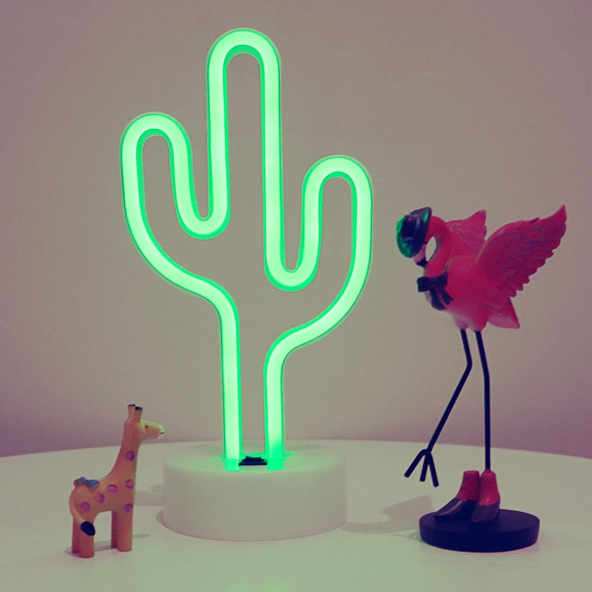 Hopolon Cactus Neon Signs, LED Neon Light for Party Supplies, Girls Room Decoration Accessory, Table Decoration, Children Kids Gifts (Cactus with Holder)