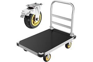 PHEXOD Heavy Duty Platform Truck, 2200 LBS Capacity with Reinforced Bottom Support, 2MM Thick Steel Flatbed with 6'' Swivel B
