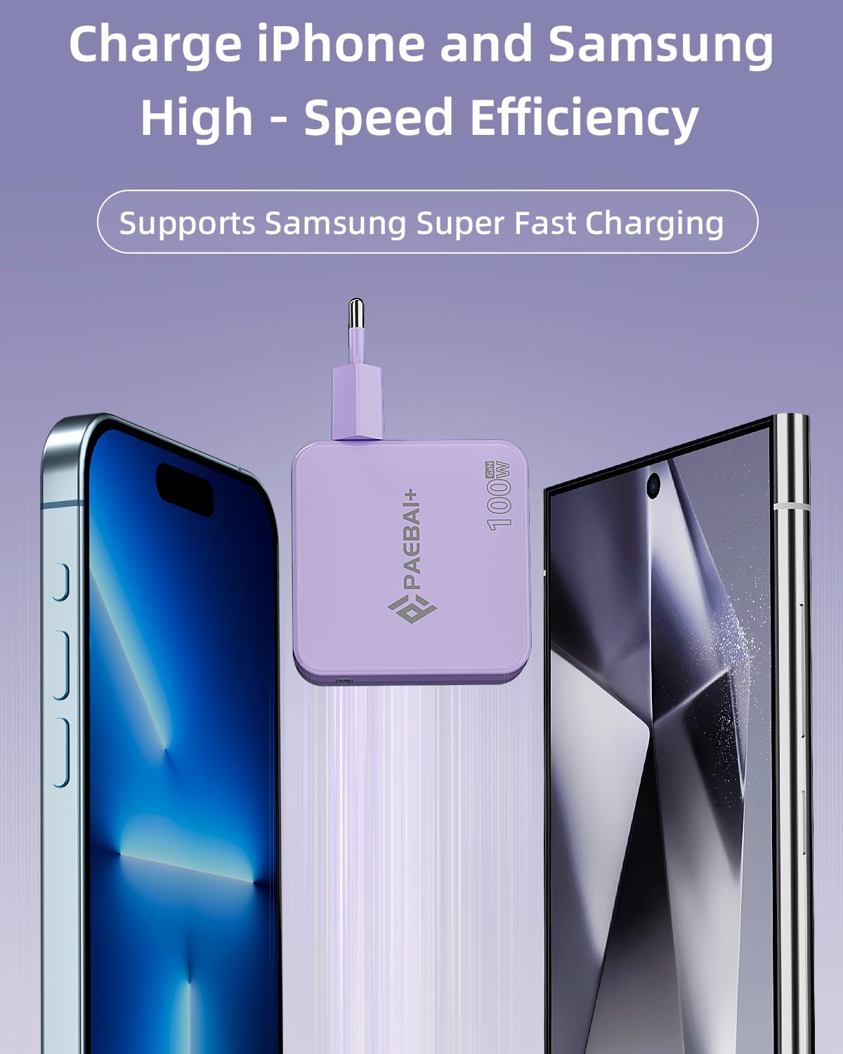 PAEBAI+ USB C Ladegerät 100W PD 3.0 GaN Laptop Netzteil für MacBook Pro/Air, Lenovo ThinkPad, Huawei Matebook, Asus, Dell XPS, iPad, Samsung Galaxy S25/S24, iPhone 17/Pro und weitere Typ C Ladekabel 4