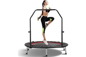 ZENOVA 40" Mini Trampoline Rebounder Trampoline for Adults Indoor Outdoor Fitness Trampoline Foldable with Adjustable Handle Bar 330 Weight Capacity