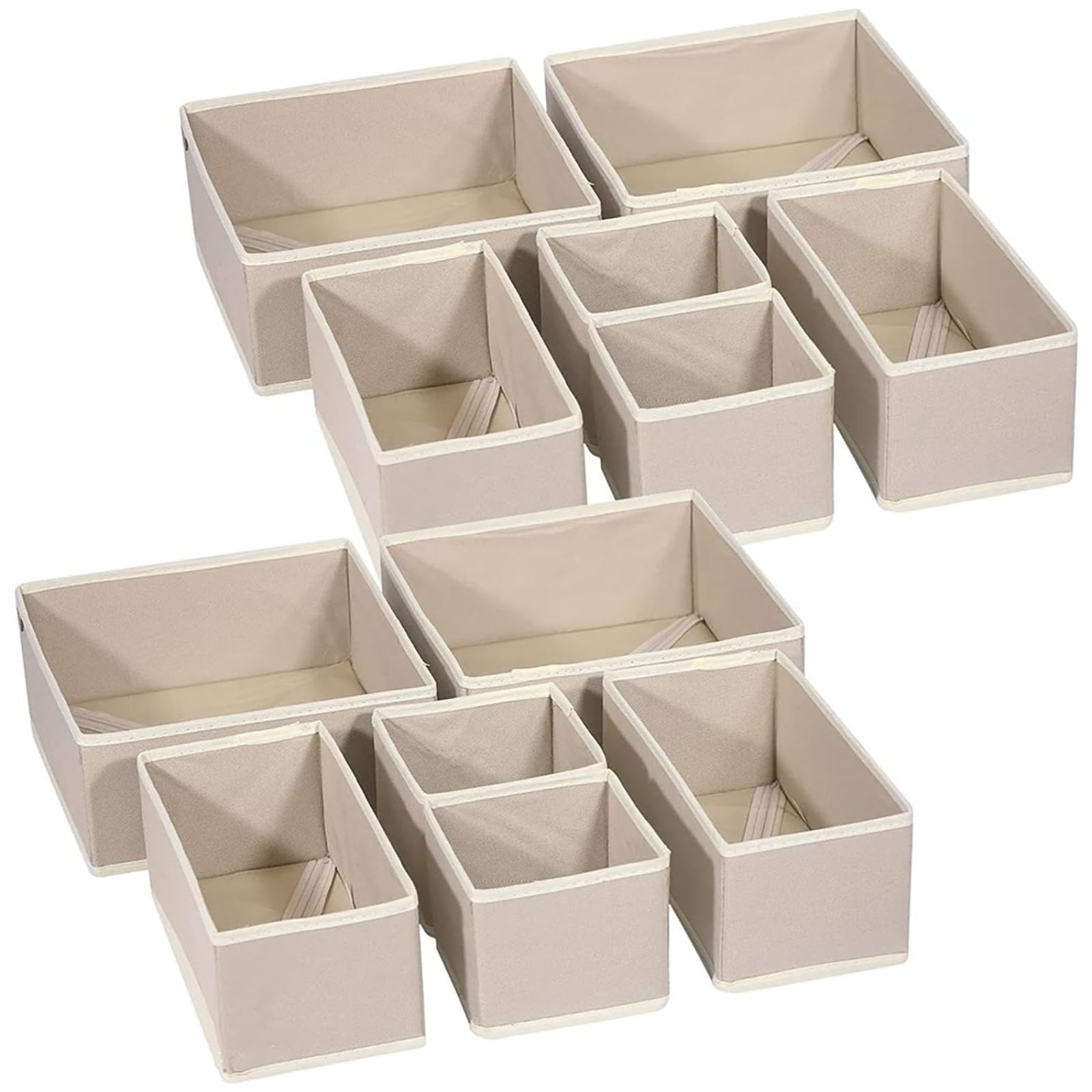 wintfarm Clothes Drawer Organisers,12 Pack clothes storage organiser,Folding draw organisers,Drawer Dividers,for Bedroom Fabric Underwear Organiser,Shirt,Underwear,Clothes Organiser(khaki)