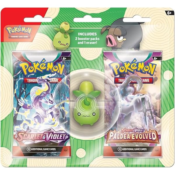 Amazon.com: Pokémon TCG: Back to School Eraser Blister—Lechonk (1 Branded  Eraser & 2 Booster Packs) : Toys & Games