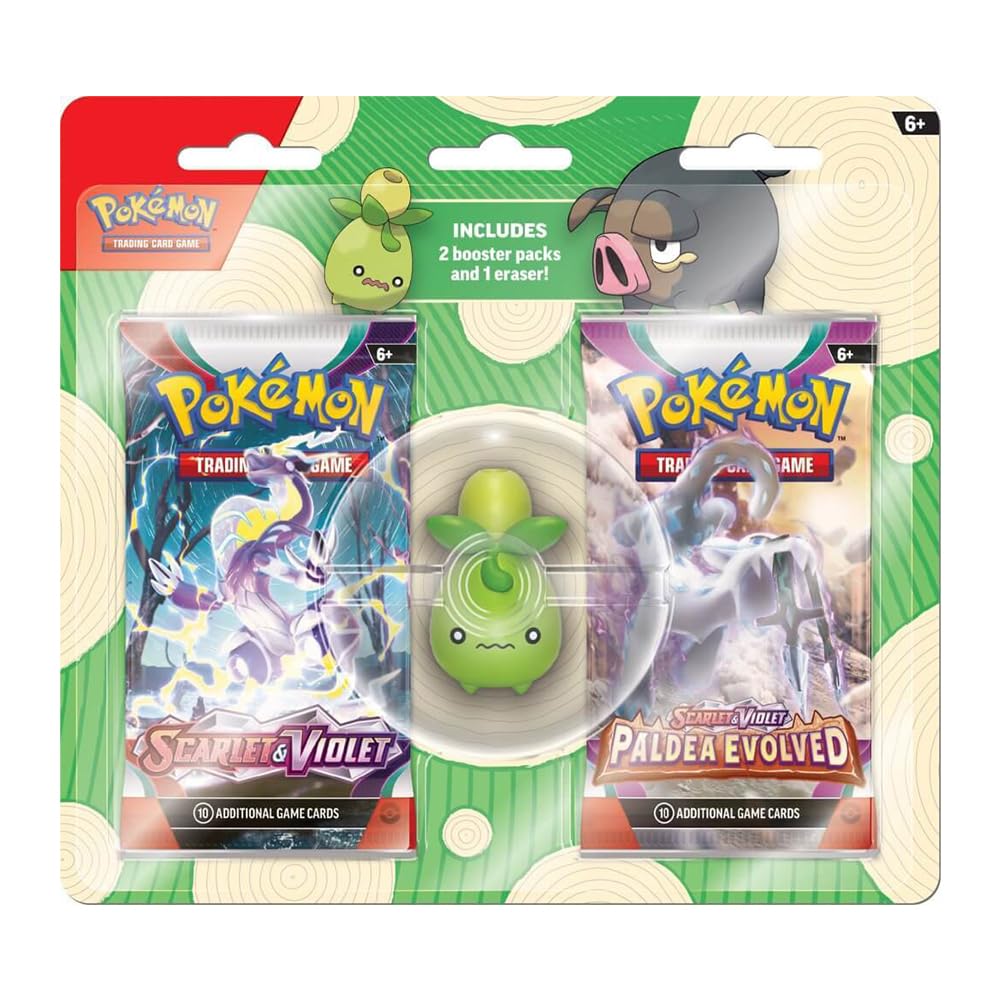 Pokémon TCG: Back to School Set Eraser + 2 Booster Packs (1 x Random Blister with Olivini or Gourmelet Eraser)