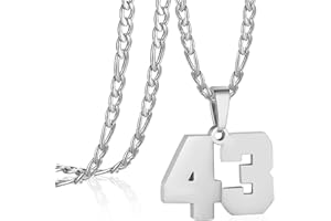 AIAINAGI Number Necklace for Men Stainless Steel Athletes Number Charm Pendant Personalized Sports Jewelry for Boy Basketball Baseball Football