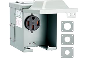 RVGUARD 50 Amp 125/250 Volt RV/EV Power Outlet Box, Enclosed Lockable Weatherproof Outdoor Electrical NEMA 14-50R Receptacle Panel, ETL Listed