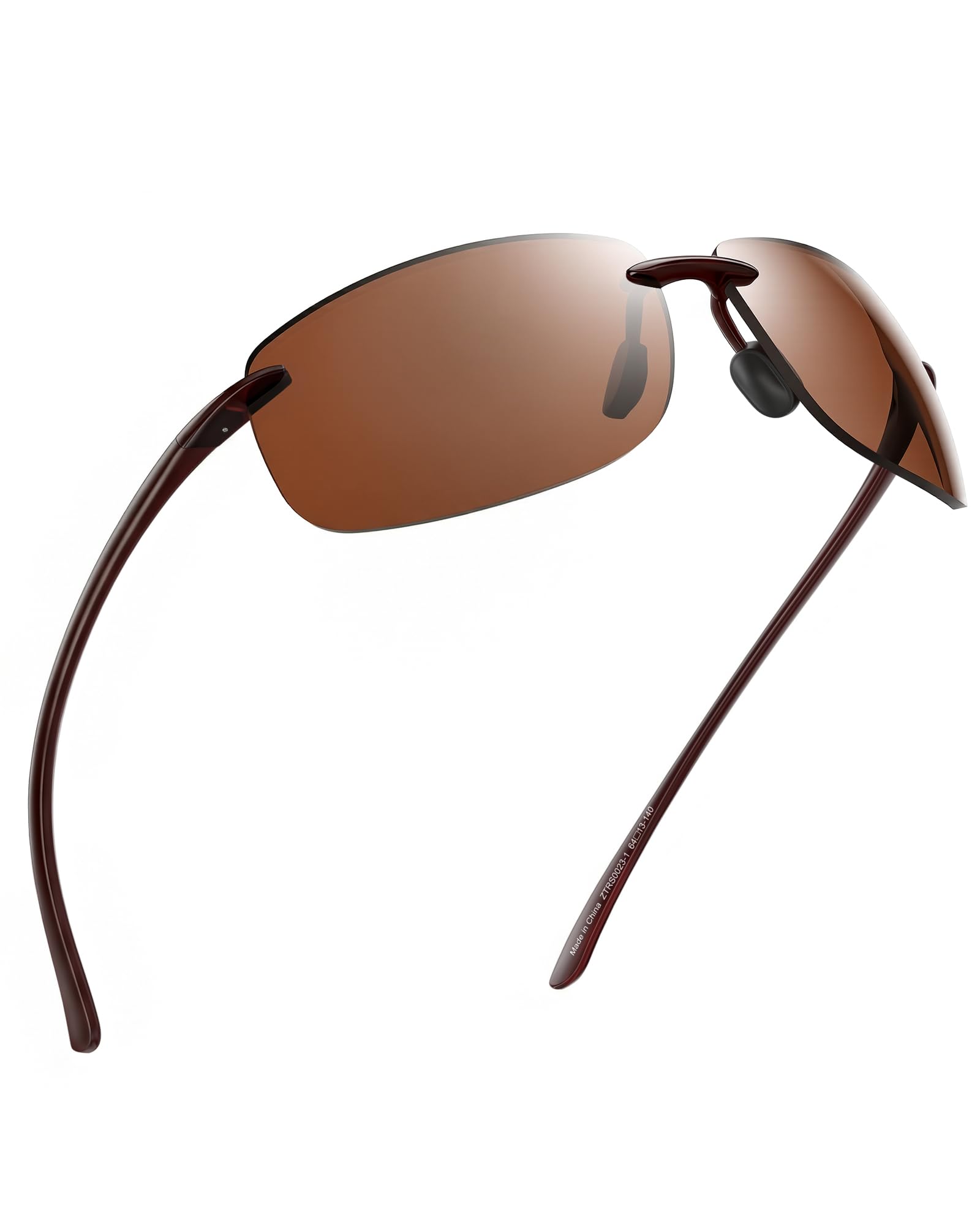 Jim Halo Polarized Sport Sunglasses for Men Women TR90 Rimless Frame for Running Fishing Cycling Driving Brown