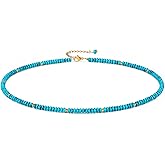 Mixcbe Boho Beaded Choker Necklace for Women, Dainty Natrue Stone Beads Choker Gold-color Plated beads Surfer Necklaces Summer Beach Handmade Jewelry