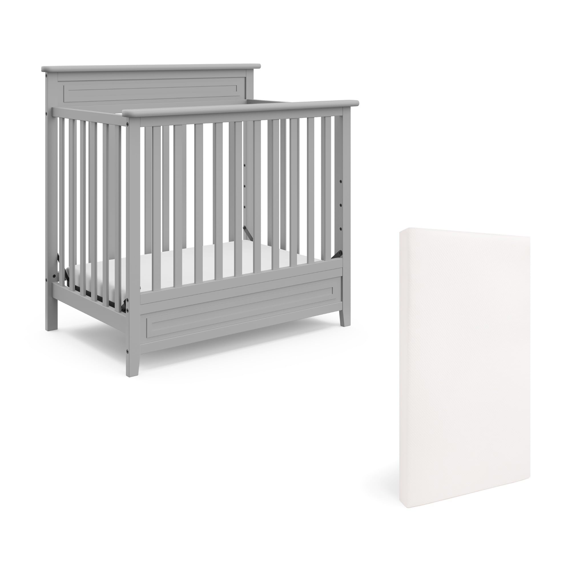 Photo 1 of *** NEW***
STORKCRAFT Petal 4-in-1 Convertible Mini Crib (Pebble Gray) – GREENGUARD Gold Certified, Converts to Daybed and Twin-Size Bed, Bonus 2.75-inch Mini Crib Mattress Included, Ideal for Small Spaces