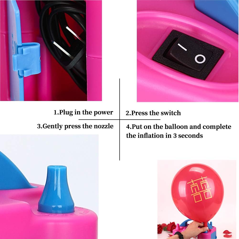 Growsun Portable Electric Air Balloon Pump 110V 600W Balloon Blower Inflator For Party Decoration,Rose Red: Toys & Games