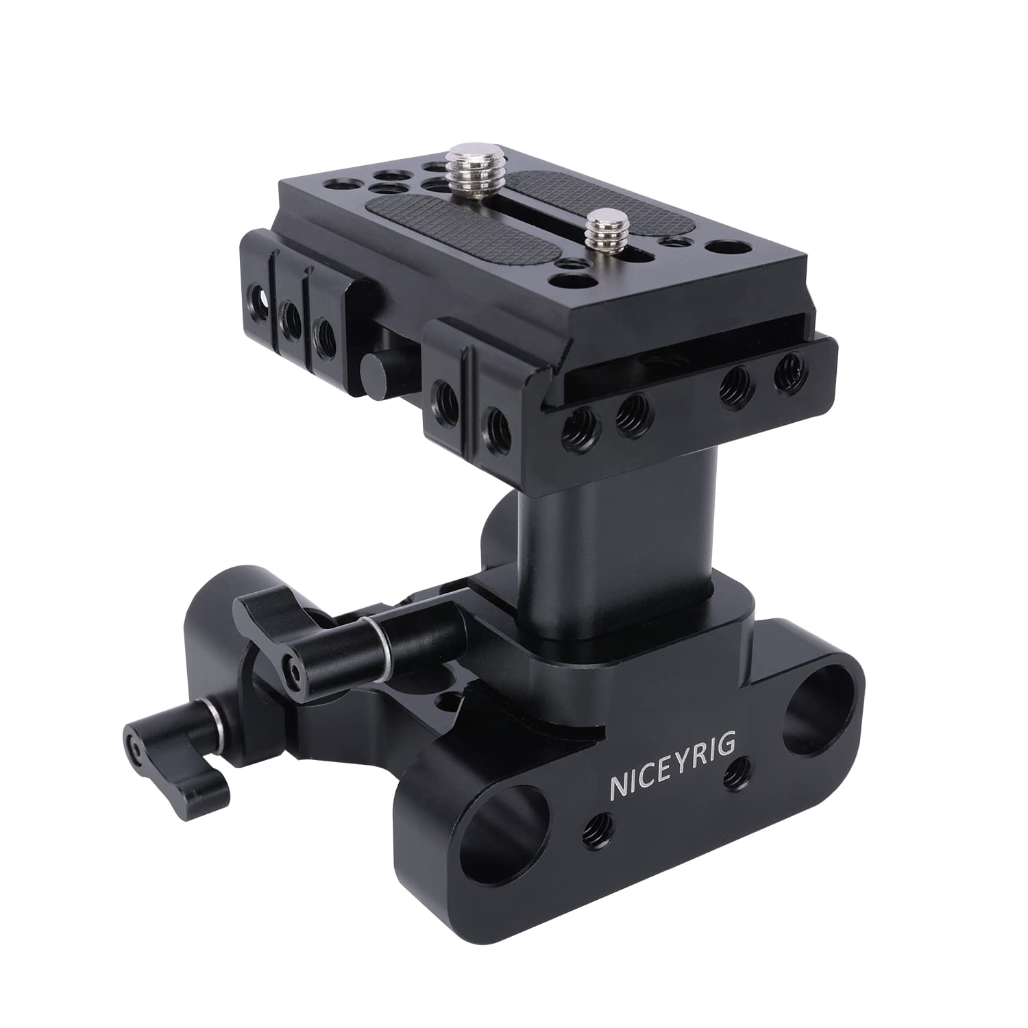 NICEYRIG Manfrotto Standard Lifting 29mm Baseplate,Rod Height Adjustable Camera Tripod Mounting Plate with 15mm Rod Rail Clamp for Universal SLR,Camera-546