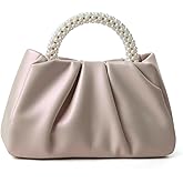 Beatfull Evening Purse Women Small Pearl Handbags Soft Leather Ruched Bag Wedding Bridal Clutch Party Prom Crossbody Purses