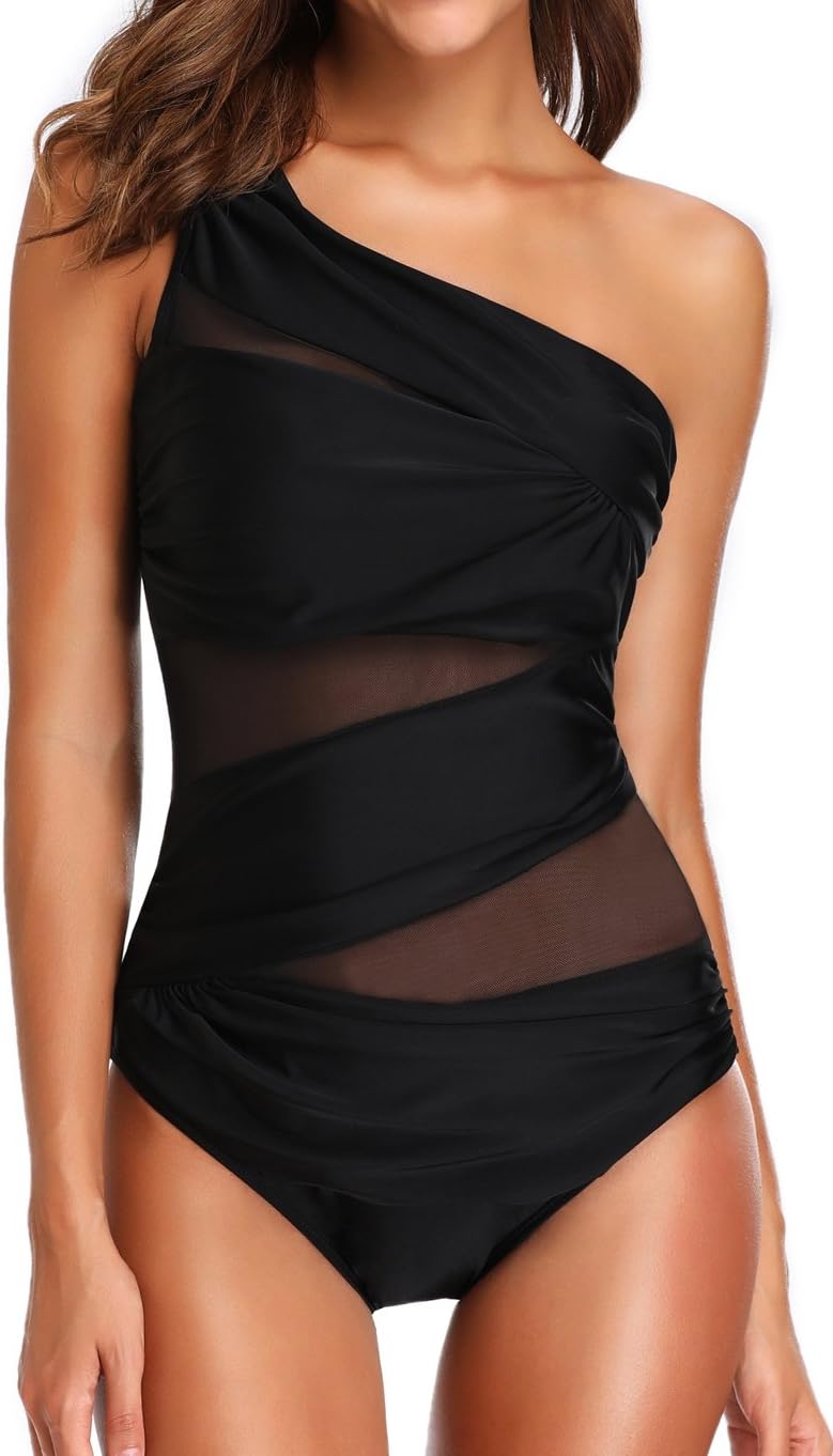 Women's Slimming Swimwear See Through Monokini Swimsuit One Piece Swimming Costume M-4XL