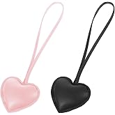 LXUEJIE 2 PCS Heart Bag Charms Keychain for Women, Cute Heart Charm for Purse Handbags Bag Accessories PU Key Charms for Women Girls(Pink, Black)