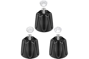 sousac 3 Set Shower Knob Replacement, Metal Bath Tub Faucet Handle Include Hot/Cold/Diverter (No Flange Base), Compatible with Price Pfister Verve Fits 5-1/2'', 12 Tooth Broach Stem (Black)