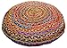 COTTON CRAFT Jute Floor Pillow - Boho Rustic Meditation Accent Throw Pillow - Handwoven Braided Natural Jute Cotton Chindi Floor Seating - Living Room Farmhouse Zen Décor Gift -24