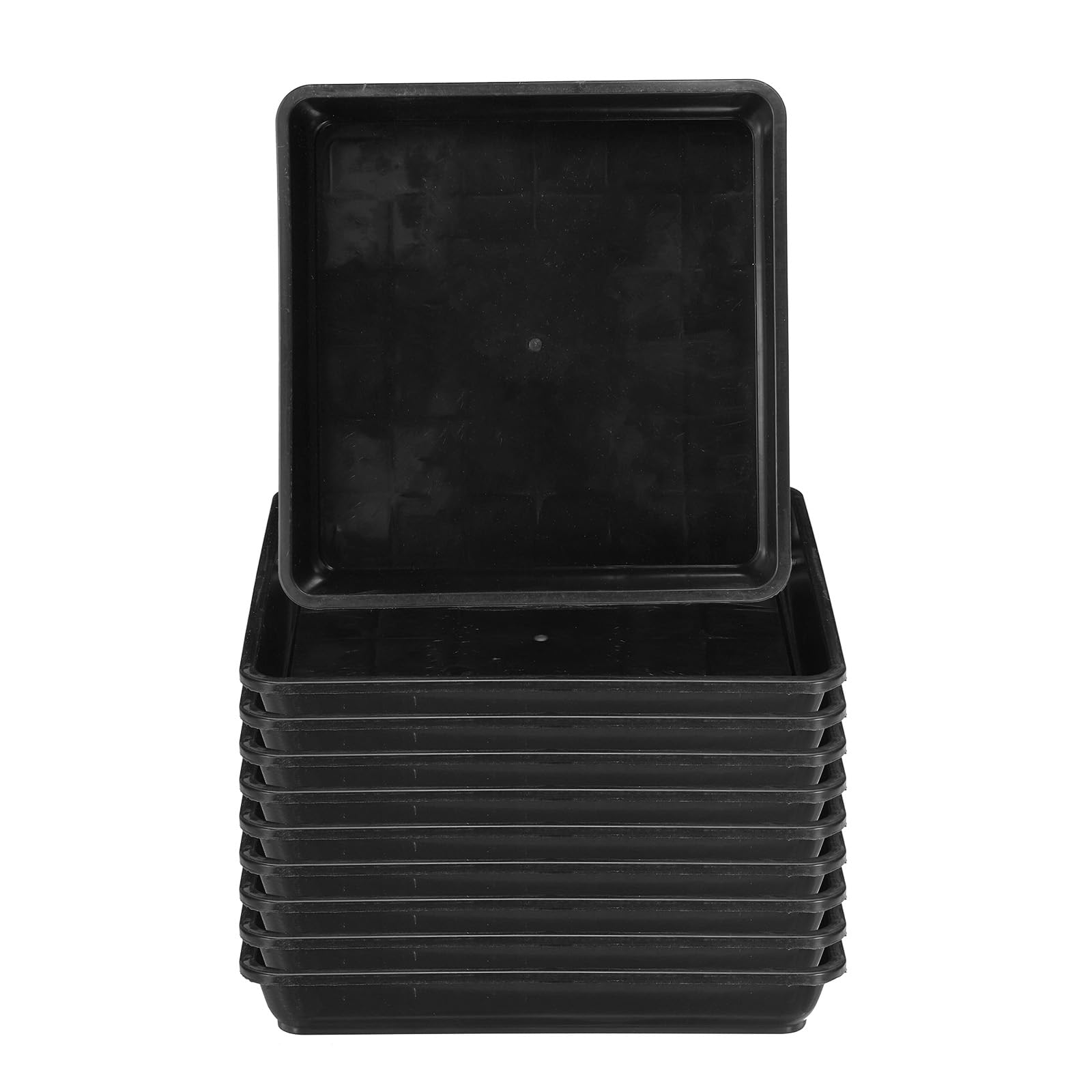 PATIKIL Plant Saucer Tray, 10 Pack 10 Inch Plastic Square Plant Saucer Flower Planter Drip Tray for Indoors Outdoors Patio Balcony, Black