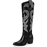 wetkiss Cowboy Boots for Women Knee High, Cowgirl Boots Women - Zipper Convenience, Comfort Fashion Tall Western Boots for Weddings, Holidays, Parties & Casual Wear