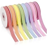KuicineScroft Gingham Ribbon 8 Pack 3/8inch x 10yd, Plaid Ribbon for Crafts | 8 Colors, 80 Yards Total, Woven-in Pattern Won't Fade, Double Edge No Fraying, Water-Resistant, for Crafts &amp; Gift Wrap