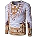 Annystore Mens Long Sleeve Cotton Traditional African Dashiki T Shirts Clothing