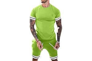 Babioboa Mens Short Sets 2 Piece Outfits Fashion Summer Tracksuit Casual Shirt Shorts Slim Fit Athletic Sports Sweatsuit