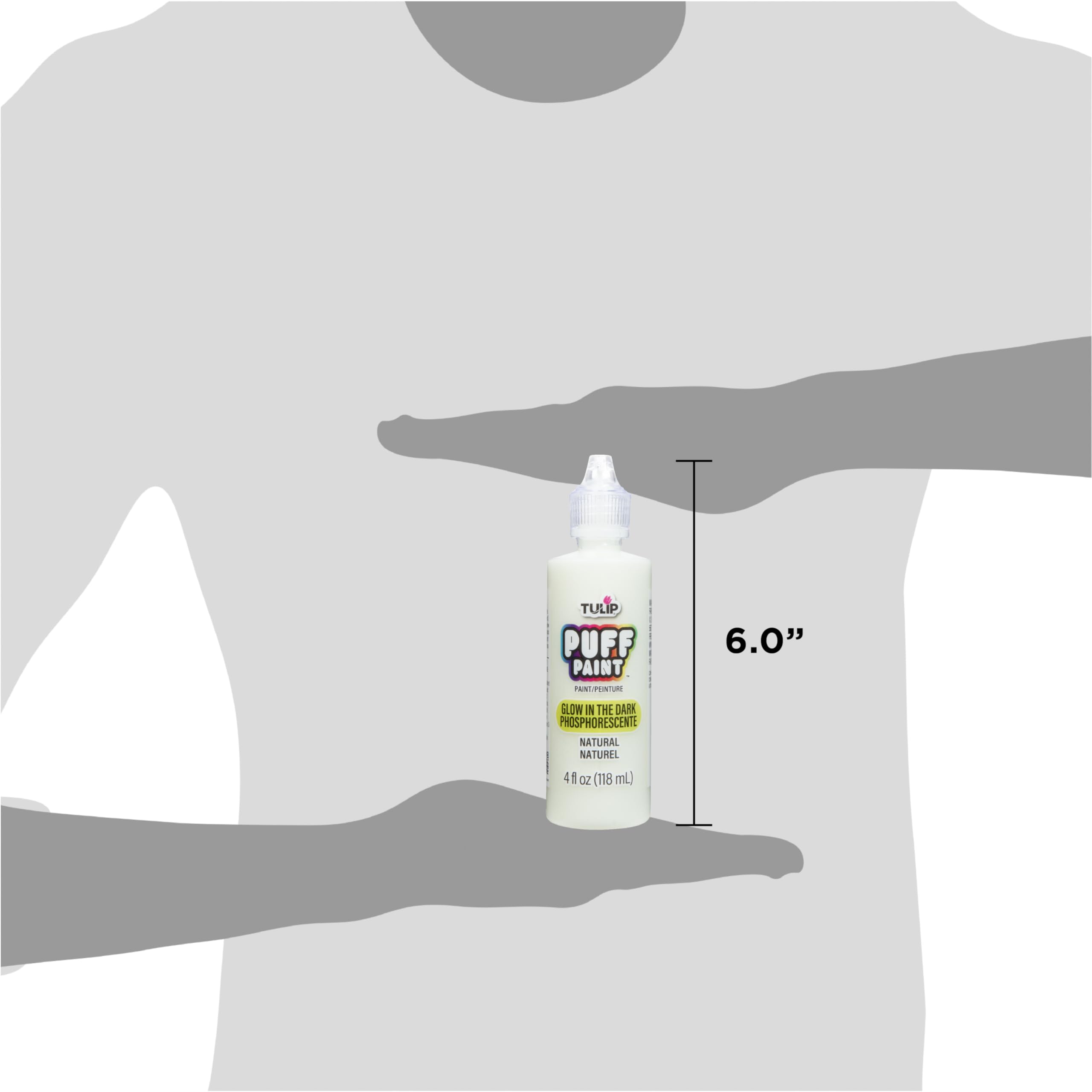 Tulip Puff Glow In The Dark Fabric Paint, Permanent Craft Paint for Clothes, DIY Projects, Notoxic, 4 fl oz, Glow Natural