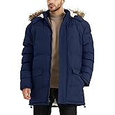 JAWERU Winter Coats For Men Winter Jackets Water Resistant Warm Thicken Puffy Hooded Insulated Thicken Parka Coat