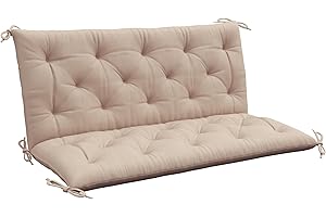 Outsunny 2 Seater Garden Bench Cushion, Soft Thick Outdoor Non-Slip 2 Seater Soft Pad with Backrest for Garden Patio, 47" x 4