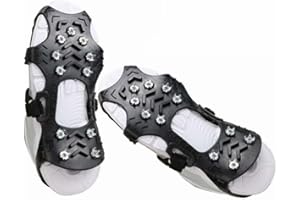 Ice Cleats with 11 Manganese Steel Spikes - Traction Cleats for Shoes & Boots, Anti-Slip Ice Grips for Hiking & Winter Walkin