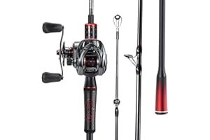 Sougayilang Baitcasting Fishing Rod and Reel Combo, Medium 6'/7' Low Profile with SuperPolymer Handle