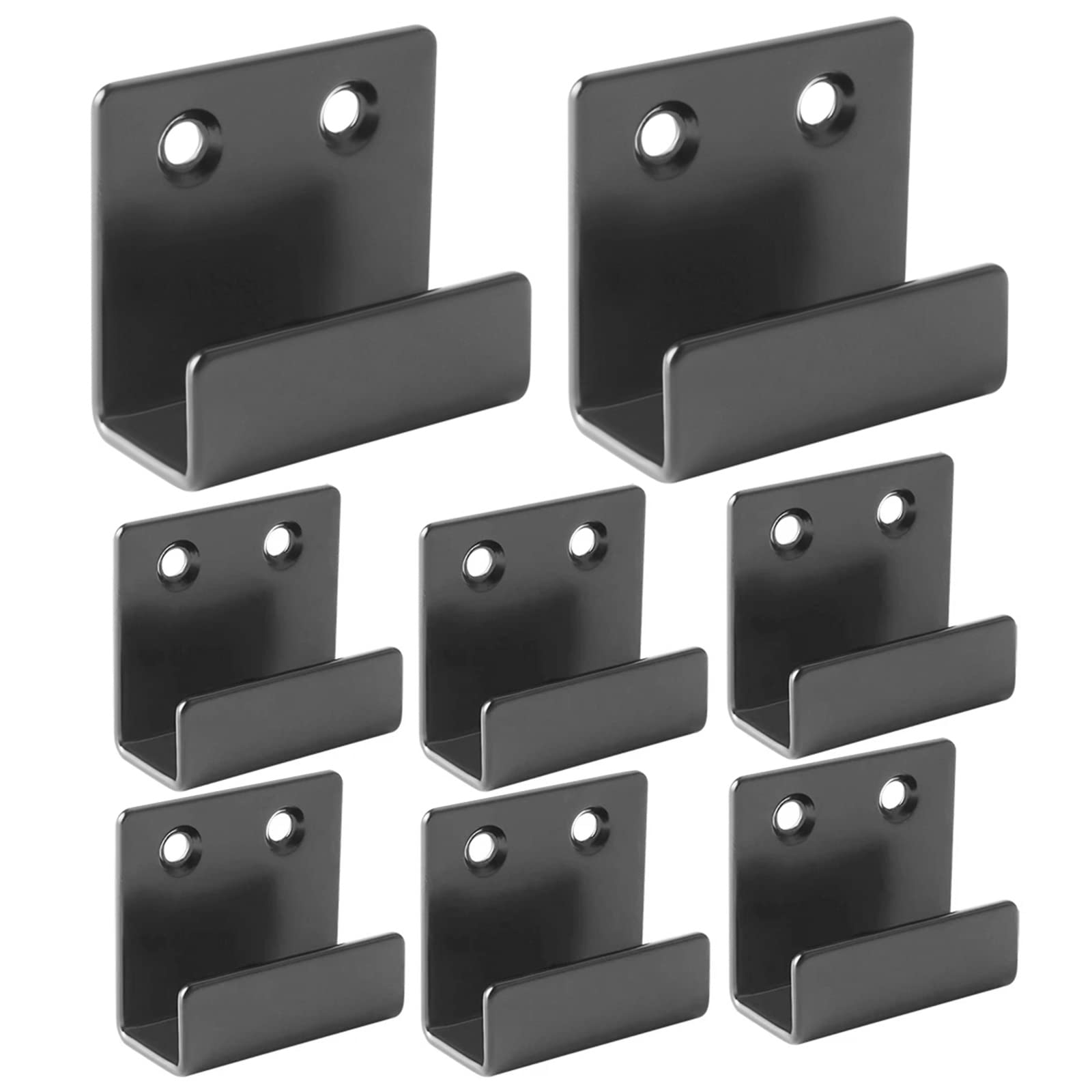 Stainless Steel Picture Rail Hooks,Mirror Fixings Hooks Heavy Duty Garage Hooks U Brackets for Ceramic Tile Display Mirror,Hanging Picture, Ceramic, Bathroom, Kitchen (Black, 20mm)