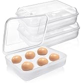 6 Grid Egg Container, Plastic Egg Carrier for Camping Picnic Travel-2Pcs | Shockproof &amp; Portable Egg Tray Storage Box, Kitchen Crisper Egg Holder for Outdoor, Clear White