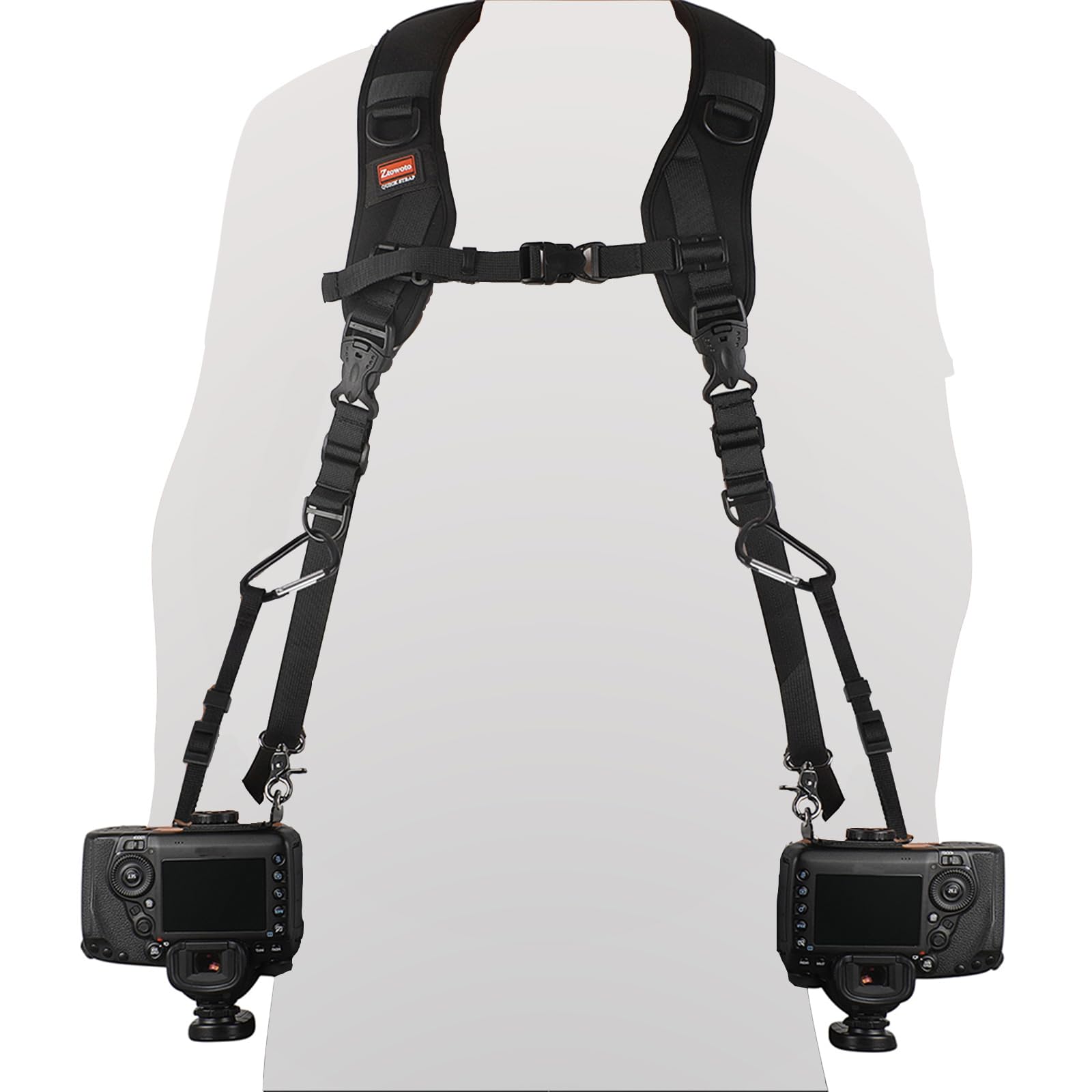 Photo 1 of ztowoto Camera Strap Double Shoulder Camera Strap Harness Quick Release Adjustable Dual Camera Tether Strap with Safety Tether and Lens Cleaning Cloth for DSLR SLR Camera