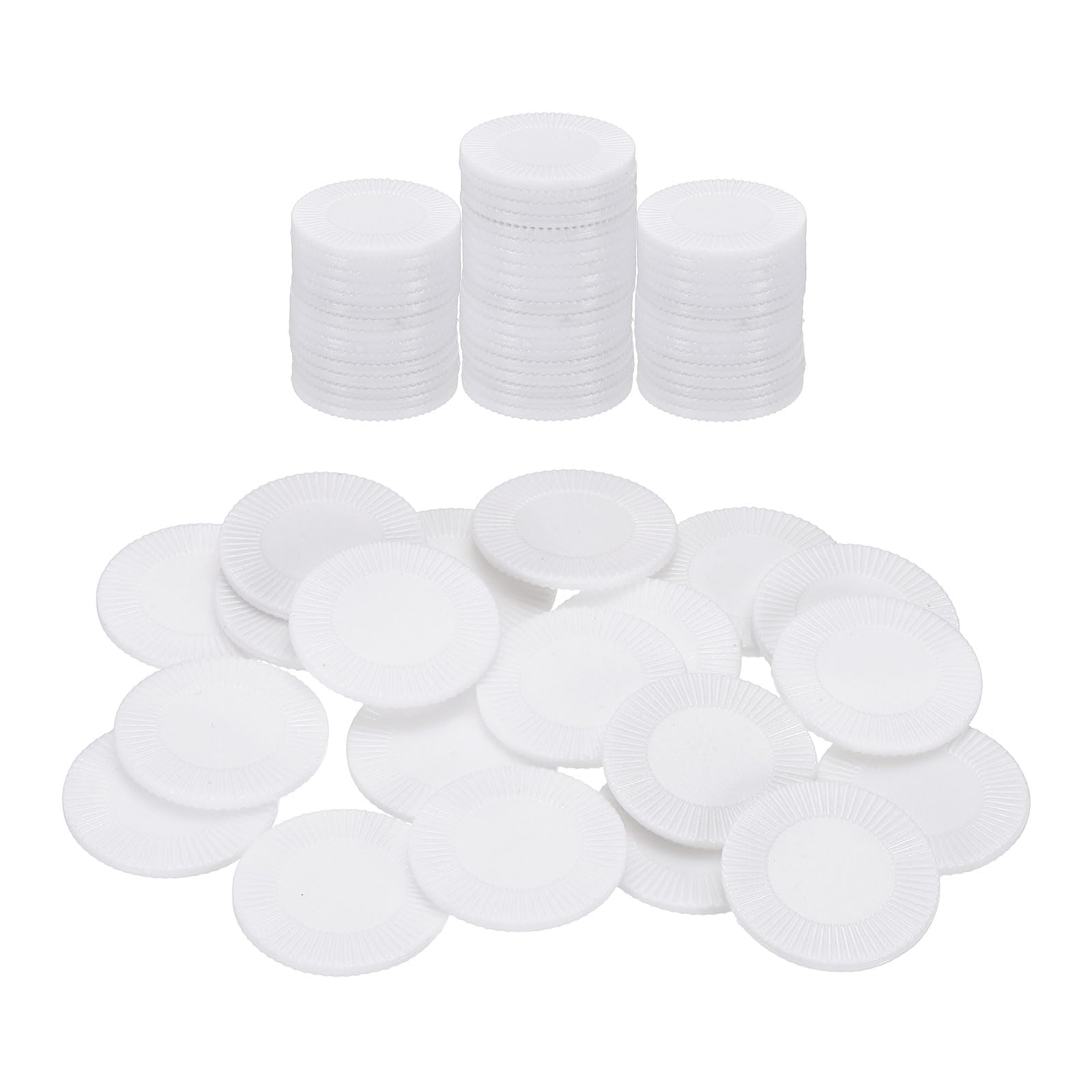 sourcing map 64Pcs Plastic Poker Chips, 1 Inch Mini Bingo Chips Learning Counters Counting Counters Disks Markers Opaque Game Tokens for Game Play Math Counting, White, Pattern