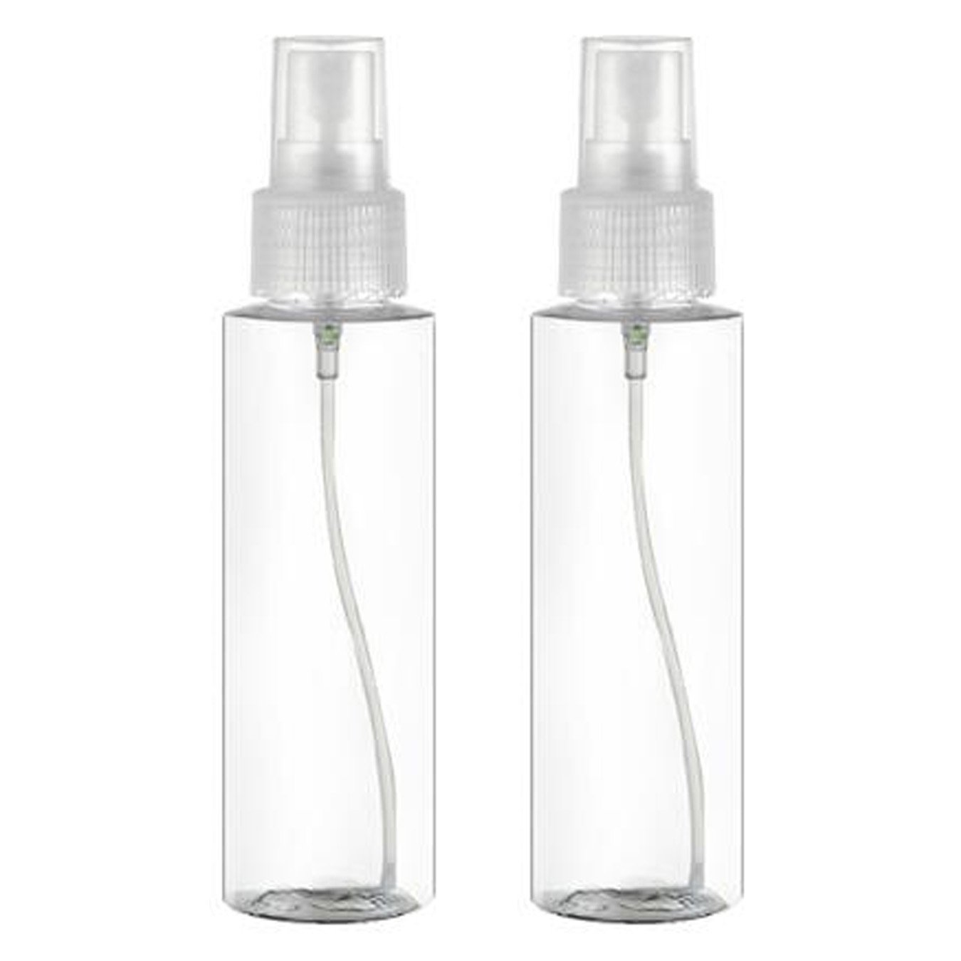 UOOOM 2 pcs Atomiser Spray Bottle 100ml Travel Empty Plastic Transparent Mist Fine Atomiser Bottle Cosmetic Makeup Dispenser (Transparent)